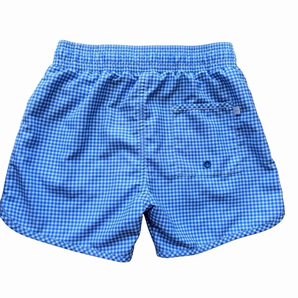Minnow Boys Swim Sky Blue Gingham Boardie Size 7/8
